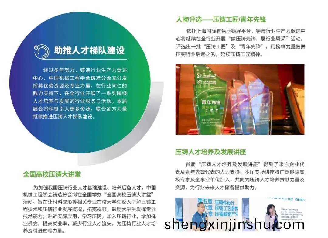 依託上海(hai)國際(ji)有(you)色(se)壓鑄(zhu)展(zhan)平(ping)檯，鑄(zhu)造行業(ye)生産力促(cu)進(jin)中心(xin)將繼續在(zai)全(quan)行業(ye)開展(zhan)“做(zuo)壓(ya)鑄先鋒(feng)，展(zhan)行業(ye)風(feng)採(cai)”活動(dong)